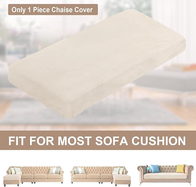 NAISI Sectional Couch Cover 1 Piece Velvet Separate Chaise Lounge Cover Soft - Image 6