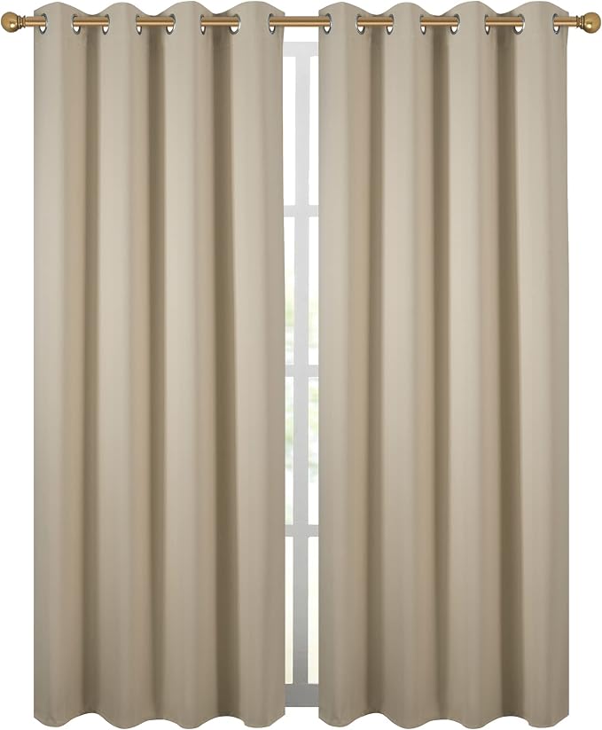 Diraysid Beige Grommet Blackout Curtains - Image 2