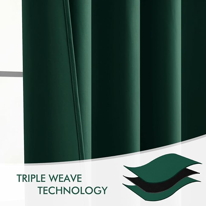 MIULEE Christmas Hunter Green Back Tab Blackout Curtains 90 Inches Long 2 - Image 7