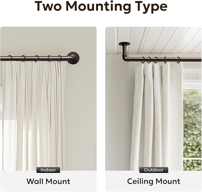 Zeerobee Curtain Rods for Windows 32 to 48, 1 Inch Industrial Wrap Around - Image 5