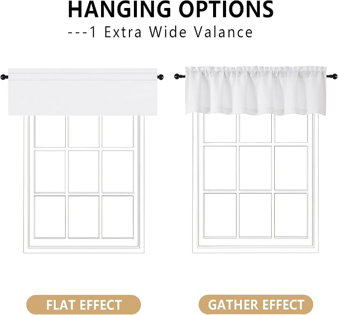 OVZME White Valance for Windows, Light Filtering Thick Textured Small Cafe - Image 3