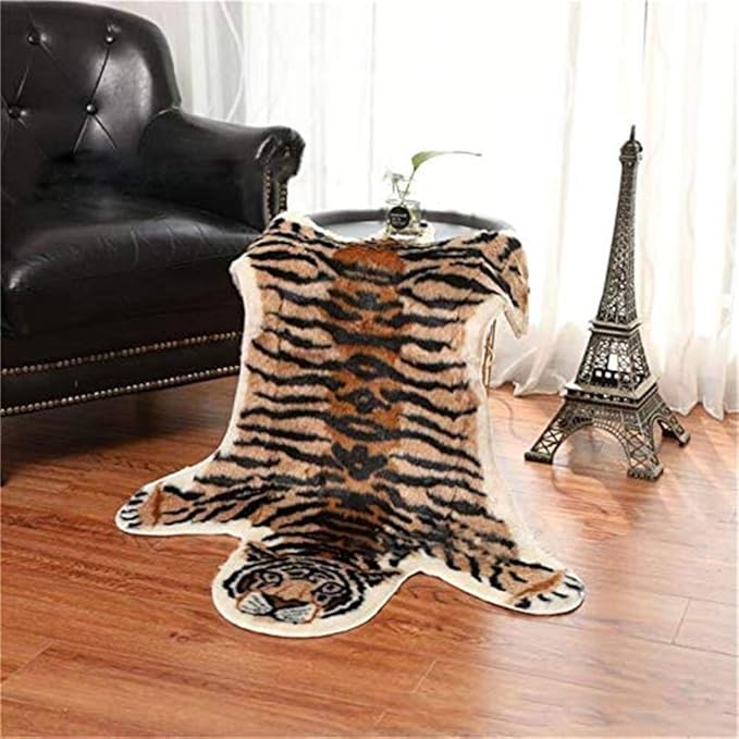 Tiger Printed Skin Area Rug, Faux Fur Rug Area Artificial Carpet, Simulation by yingda1992