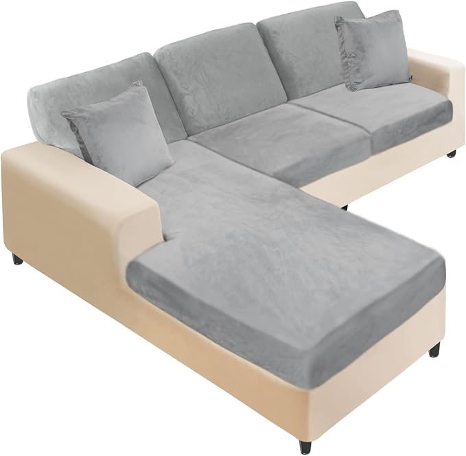 NAISI Sectional Couch Covers 6 Pieces Velvet Couch Cushion Covers L Shape Soft by NAISI