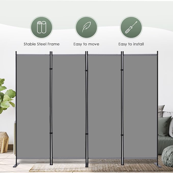 RANTILA 4 Panel Room Divider, 6 FT Folding Privacy Screen - Image 8