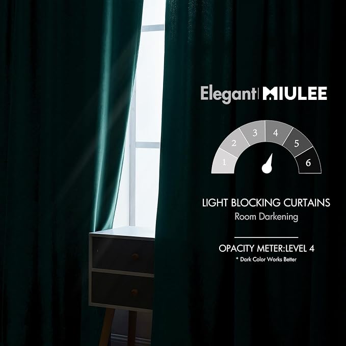 MIULEE Velvet Curtains 90 inches 2 Panels Luxury Blackout Curtains - Image 5