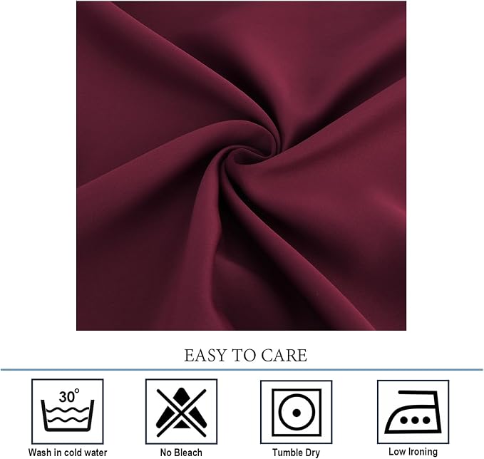 Diraysid Burgundy Red Grommet Blackout Curtains - Image 7