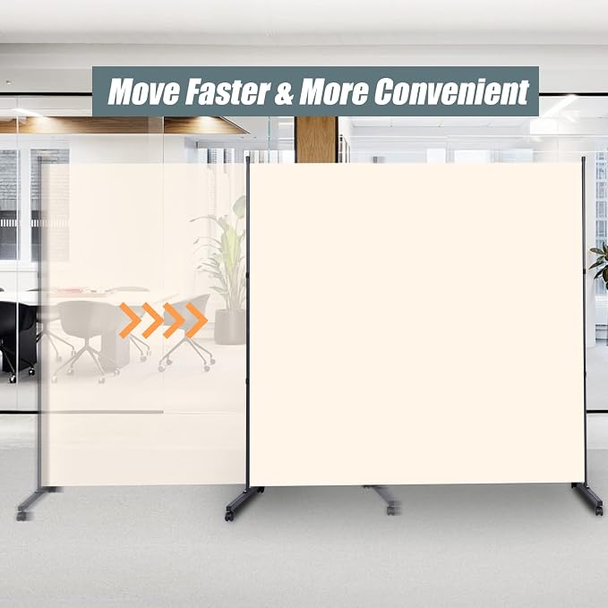 Room Divider Single Panel Privacy Screen W/Wheels, Upgrade Fabric Wall Divider - Image 4