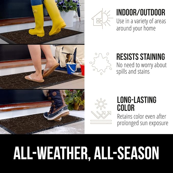 GORILLA GRIP 100% Waterproof All-Season WeatherMAX Doormat, US Designed Natural - Image 4