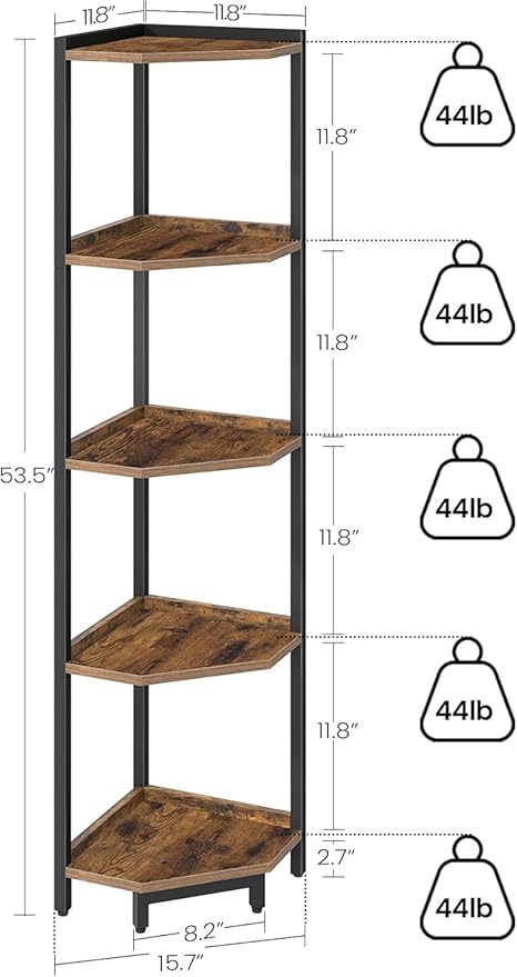 Hzuaneri Corner Shelf Stand, Corner Bookshelf, Storage Standing Shelf Unit - Image 2