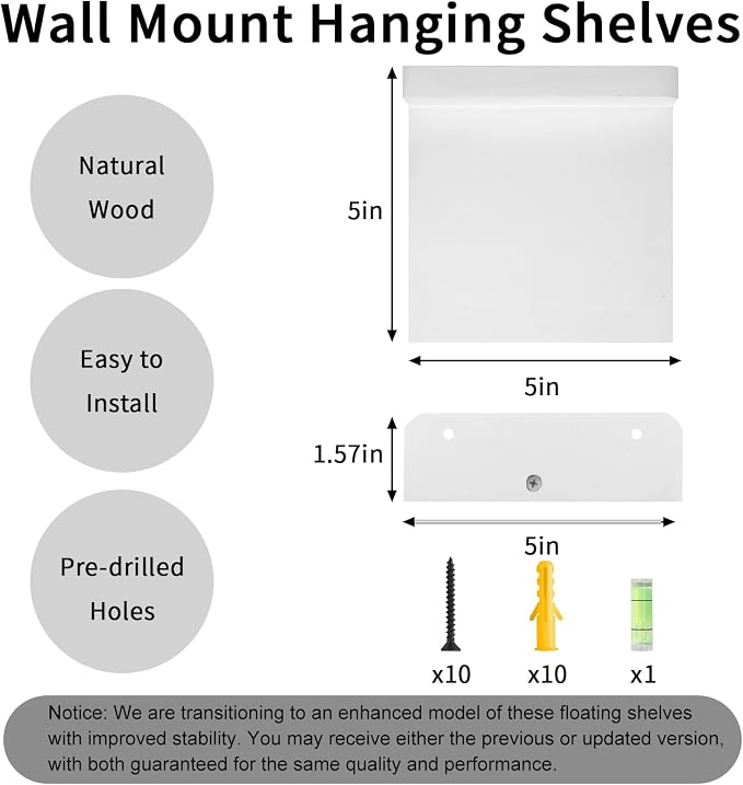 Fixwal Floating Shelves for Wall, Rustic Wood Small Wall Mounted Shelves for - Image 2