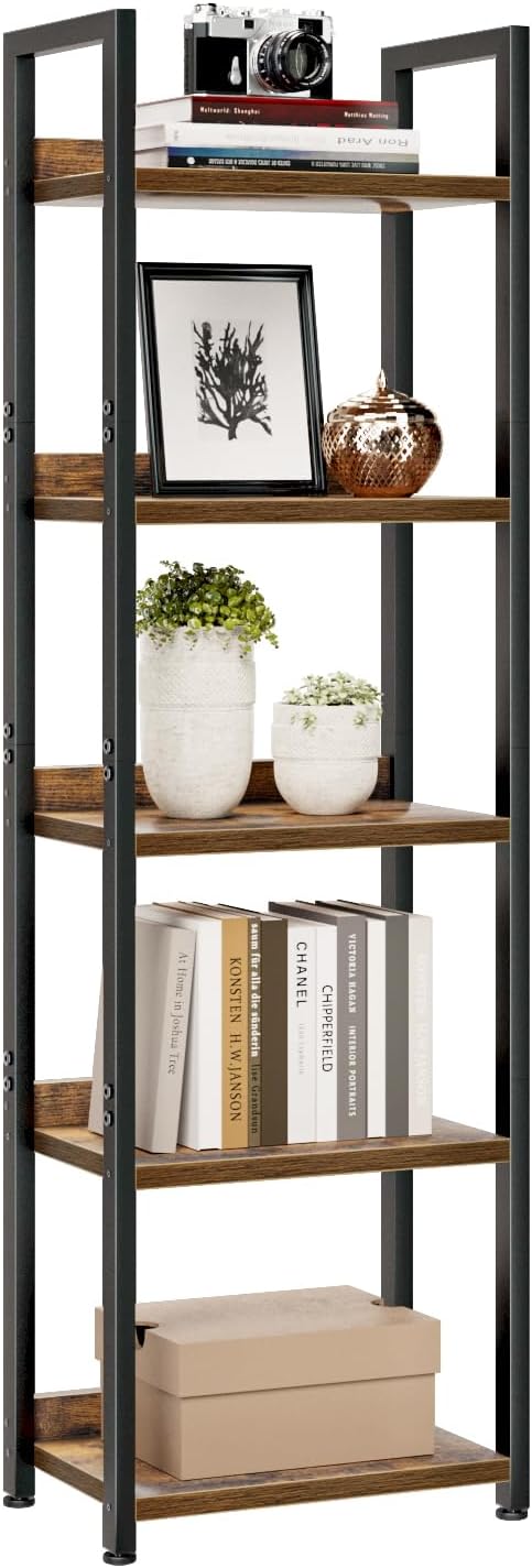 NUMENN Narrow Bookshelf, 5 Tier Bookshelves, Home Office Bookcase Shelf Storage by NUMENN