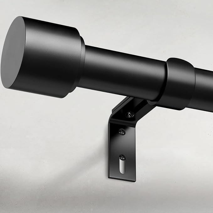 GEEBOBO Black Curtain Rods for Windows 120 to 240 Inch, 1 Inch Extra Long Heavy by GEEBOBO