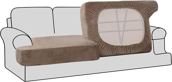 H.VERSAILTEX Stretch Velvet 2 Piece T Cushion Sofa Slipcovers by HVERSAILTEX