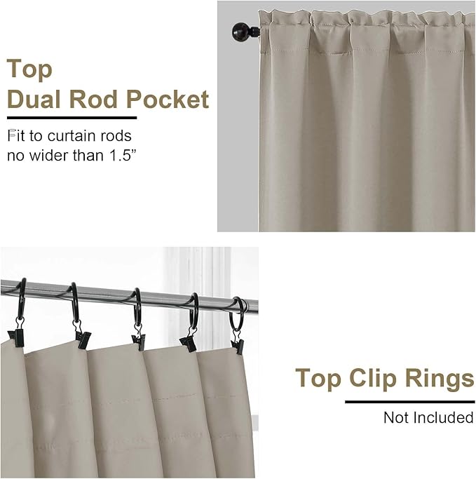 OVZME Stone Blackout Curtains 84 Inches Long 2 Panels Set, Solid Thermal - Image 4