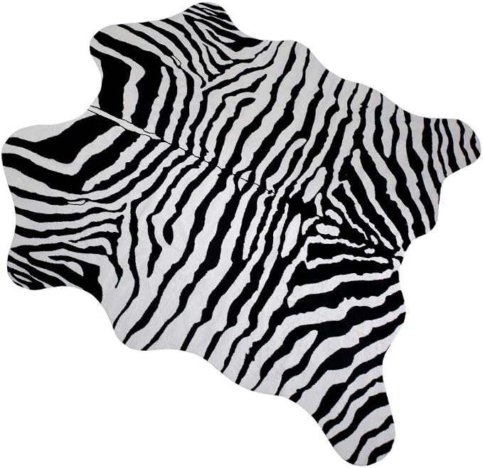 MustMat Faux Zebra Print Area Rug 4'7'' × 5'3'' Cute Soft Black and White - Image 9