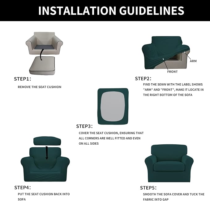 Easy-Going 2 Pieces Microfiber Stretch Chair Slipcover – Spandex Soft Fitted - Image 6