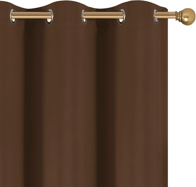 Diraysid Chocolate Brown Grommet Blackout Curtains - Image 5