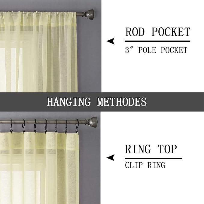 Tollpiz Short Sheer Curtains Living Room Linen Textured Curtain Sheers Light - Image 5