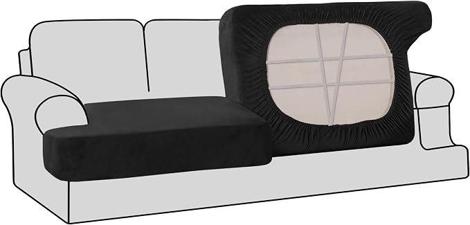 H.VERSAILTEX Stretch Velvet 2 Piece T Cushion Sofa Slipcovers Individually Sofa by HVERSAILTEX