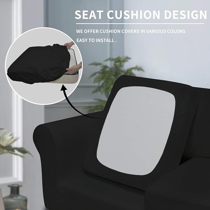Easy-Going Oversized 3 Pieces Stretch Fleece Soft Loveseat Couch Cover - Image 3