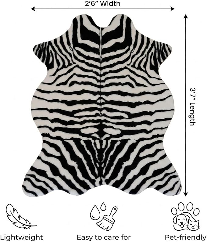 MustMat Cute Faux Zebra Print Rug Animal Print Rug Perfect - Image 2