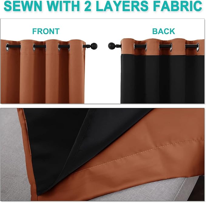 NICETOWN 100% Blackout Blinds, Burnt Orange, Laundry Room Decor Window - Image 5