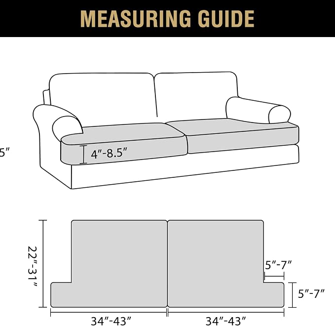 H.VERSAILTEX Stretch Velvet 2 Piece T Cushion Sofa Slipcovers Individually Sofa - Image 3