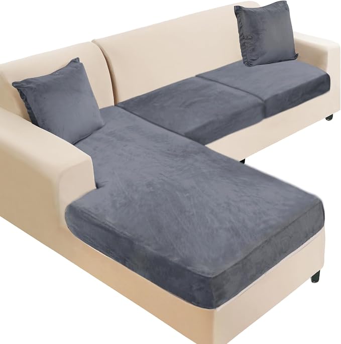 NAISI Sectional Couch Cover 3 Pieces Velvet Separate Couch Cushion Covers L by NAISI