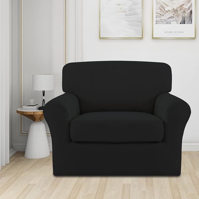 Easy-Going 2 Pieces Microfiber Stretch Chair Slipcover – Spandex Soft Fitted - Image 2