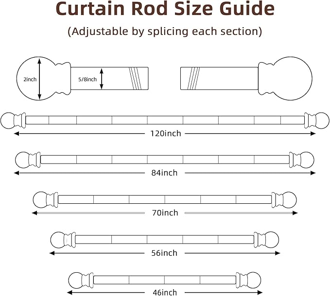 SMODBRODRE Black Curtain Rods for Window 28 to 48, 5/8 inch Small Decorative - Image 3