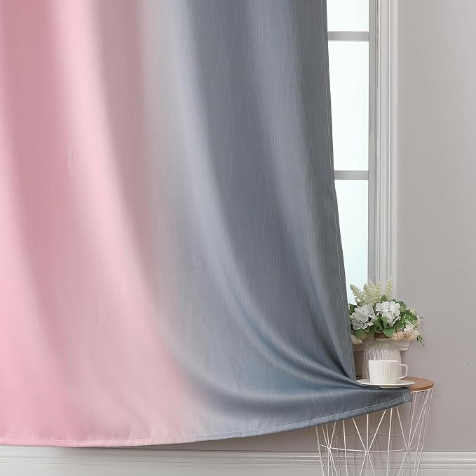 Estelar Textiler Pink and Grey Ombre Blackout Curtains 102 Inches Long - Image 6