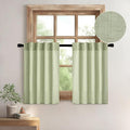 MIULEE Sage Green Kitchen Curtains 36 Inch Length 2 Panels, Soft Thick Linen by MIULEE