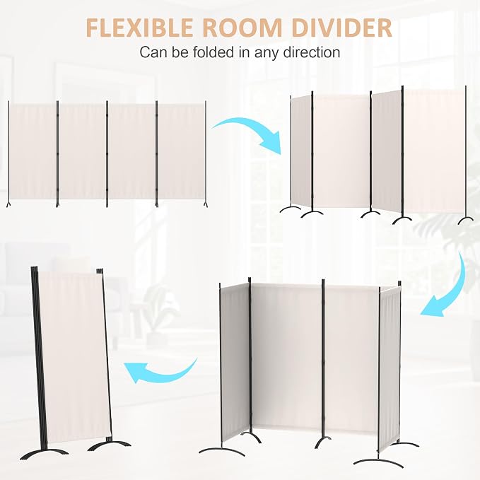 Portable Room Divider 4 Panel Partition Room Dividers and Folding Privacy - Image 3