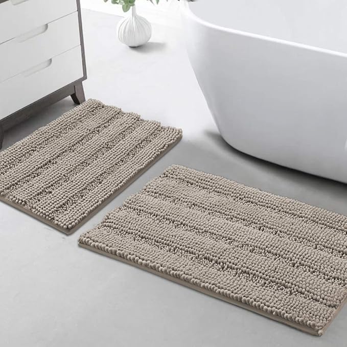 Turquoize Chenille Bathroom Rugs Set Non-Slip Bath Mats by Turquoize