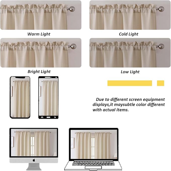 Chyhomenyc Short Curtains 30 Inch Length, Faux Linen Textured Small Kitchen - Image 6