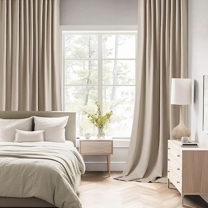 MIULEE Taupe Back Tab Blackout Curtains 90 Inches Long 2 Panels Set - Image 2