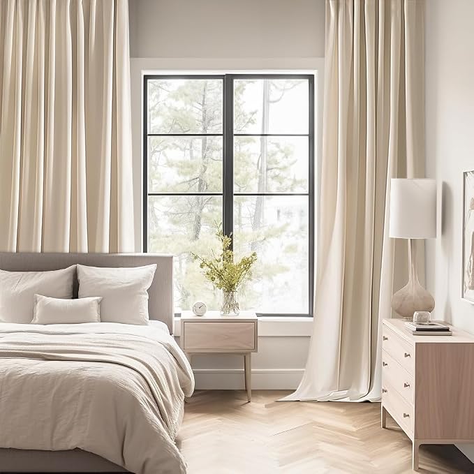 MIULEE Back Tab Cream Beige Curtains 84 Inch Length 2 Panels Set - Image 2