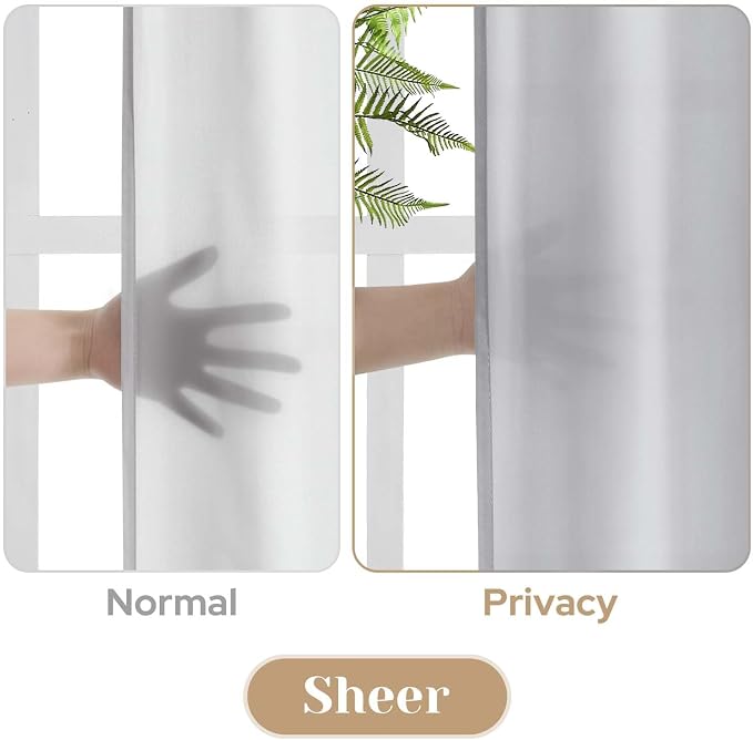 HOMEIDEAS Non-See-Through Light Grey Privacy Sheer Curtains, 52 X 84 Inches - Image 3
