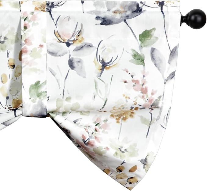 Leeva Valances Curtains for Dining Room, Tie Up Classical Lotus Pattern Elegant by Leeva