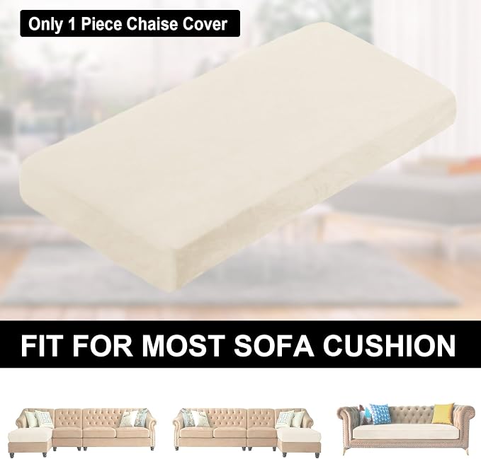 NAISI Sectional Couch Cover 1 Piece Velvet Separate Chaise Lounge Cover Soft - Image 6