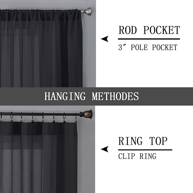 Tollpiz Short Sheer Tier Curtains Linen Textured Half Kitchen Curtain Sheers - Image 5