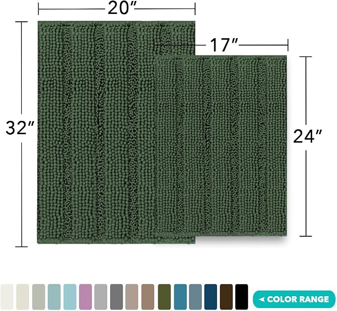 Turquoize Chenille Bathroom Rugs Set - Image 2