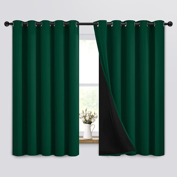 Yakamok 100% Blackout Curtains for Bedroom 63 Inch Length, Emerald Green Total by Yakamok