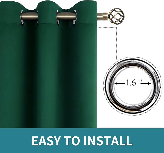 BGment Green Blackout Curtains 72 Inch Length 2 Panels Set, Grommet Thermal - Image 5