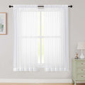 White Sheer Curtains 63 Inch Length 2 Panels Set by WelvetBLK