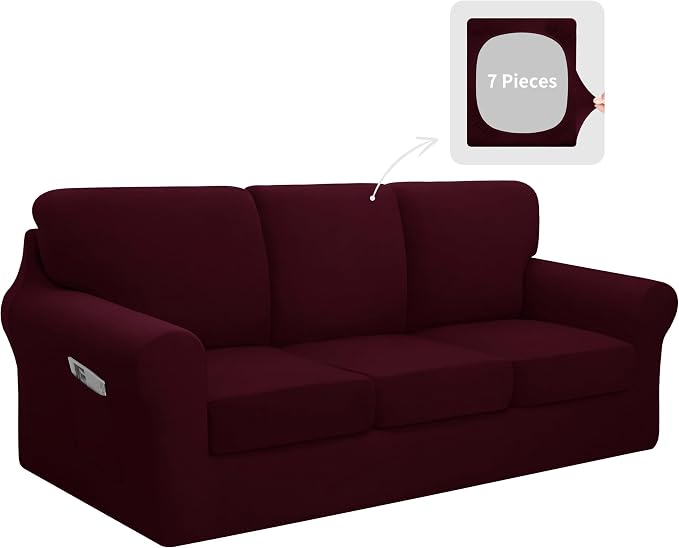 Easy-Going 7 Pieces Stretch Couch Cover Washable Sofa Cover Set by Easy-Going