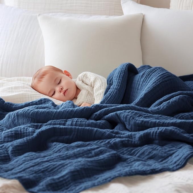 EMME Muslin Baby Blankets 100% Cotton 4-Layer Swaddle 40"x50" Lightweight Soft - Image 2