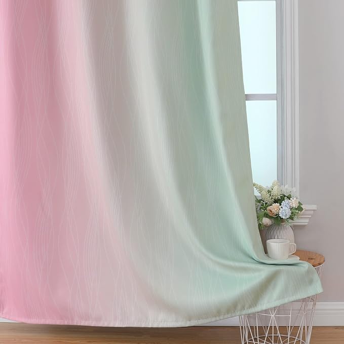 Estelar Textiler Sage and Pink Blackout Curtains 54 Inch Length, Light Blocking - Image 6