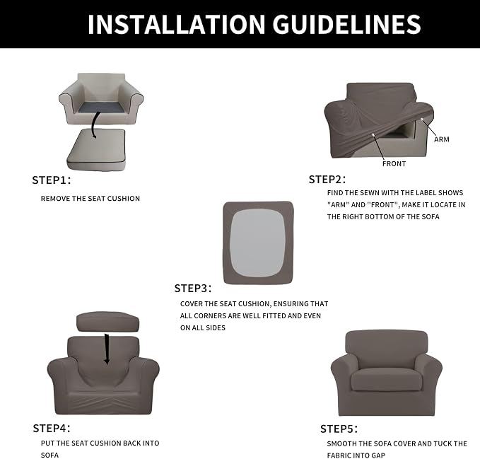 Easy-Going 2 Pieces Microfiber Stretch Chair Slipcover – Spandex Soft Fitted - Image 6