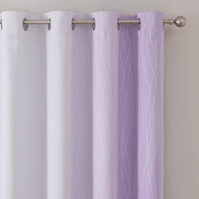 Estelar Textiler Lilac and Greyish White Blackout Curtains 96 Inches Long - Image 4